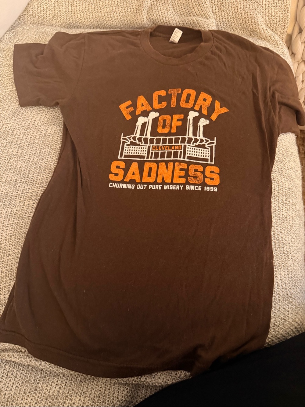 Cleveland Browns “Factory of Sadness” Graphic Tee - Brown & Orange